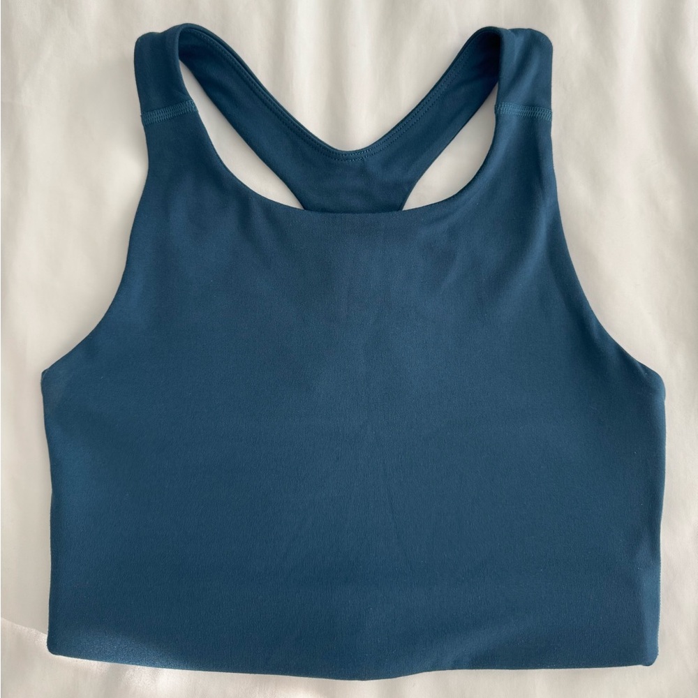 Girlfriend Collective teal blue float sports bra